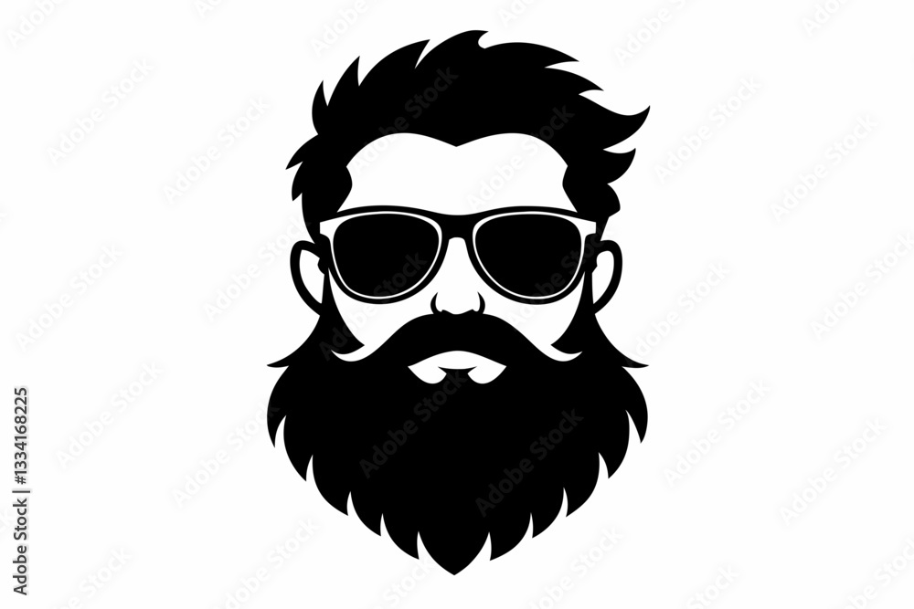 a beard with sun glass a mustache line art silhouette vector illustration a beard with sun glass a mustache line art silhouette vector illustration