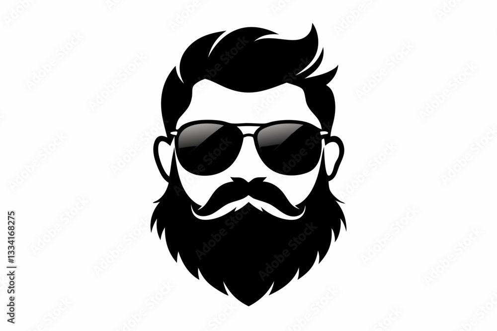 a beard with sun glass a mustache line art silhouette vector illustration a beard with sun glass a mustache line art silhouette vector illustration