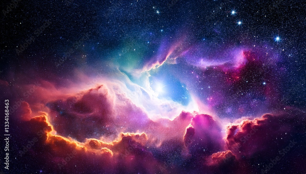 Fototapeta premium Colorful space galaxy cloud nebula. Stary night cosmos. Universe science astronomy. Supernova