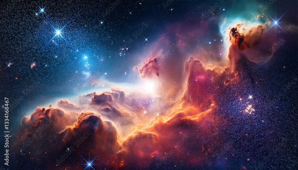 Fototapeta premium Colorful space galaxy cloud nebula. Stary night cosmos. Universe science astronomy. Supernova
