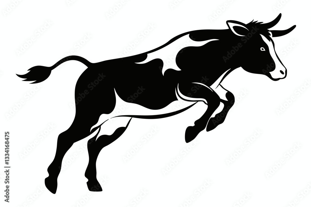 a cow is jumping line art silhouette vector illustration a cow is jumping line art silhouette vector illustration