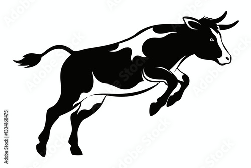 Wallpaper Mural a cow is jumping line art silhouette vector illustration Torontodigital.ca