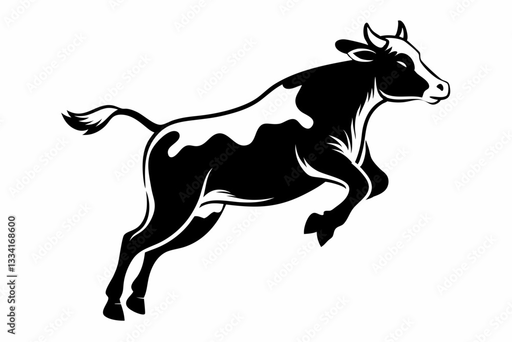a cow is jumping line art silhouette vector illustration a cow is jumping line art silhouette vector illustration