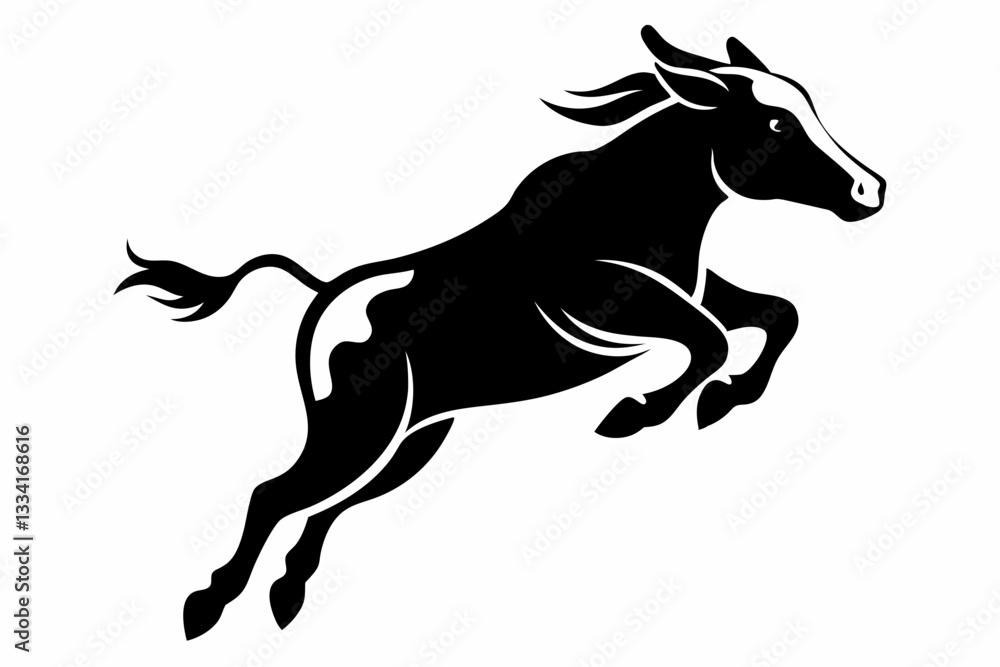a cow is jumping line art silhouette vector illustration a cow is jumping line art silhouette vector illustration