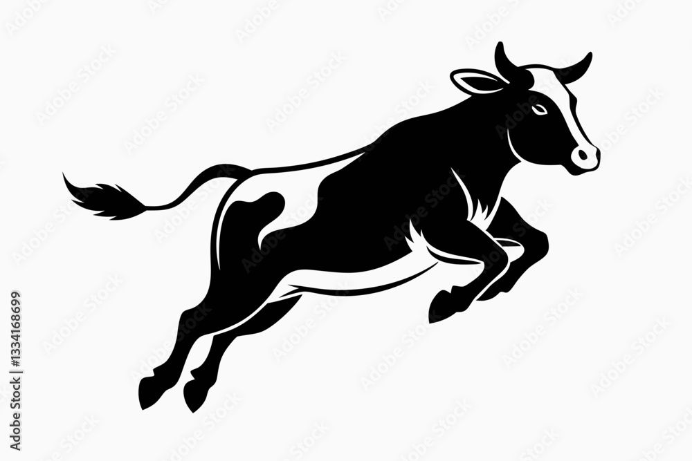 a cow is jumping line art silhouette vector illustration a cow is jumping line art silhouette vector illustration
