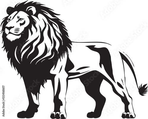 closeup head lion looking. vector