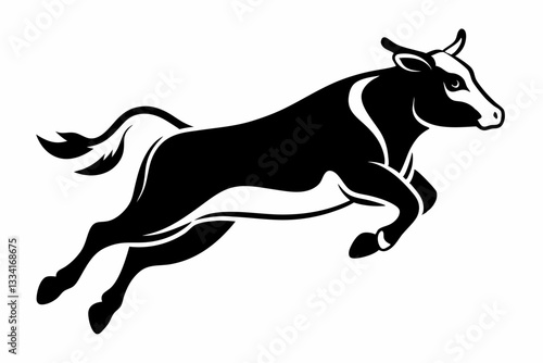 Wallpaper Mural a cow is jumping line art silhouette vector illustration Torontodigital.ca