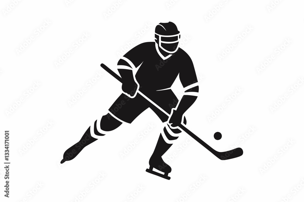 Fototapeta premium athlete hockey player minimalistic figure line art silhouette vector illustration