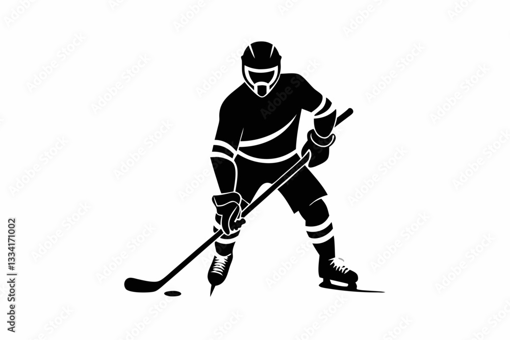 Fototapeta premium athlete hockey player minimalistic figure line art silhouette vector illustration