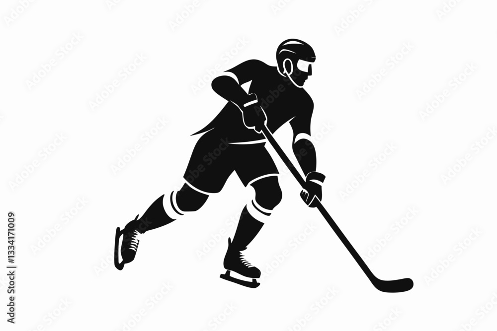 Obraz premium athlete hockey player minimalistic figure line art silhouette vector illustration