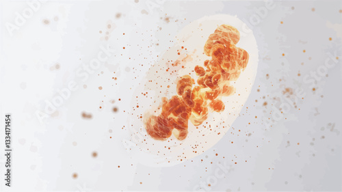 Close-up microscopic view of a single, translucent organism. The organism exhibits an elongated, irregular shape with internal structures appearing as orange-brown clusters or granules. The