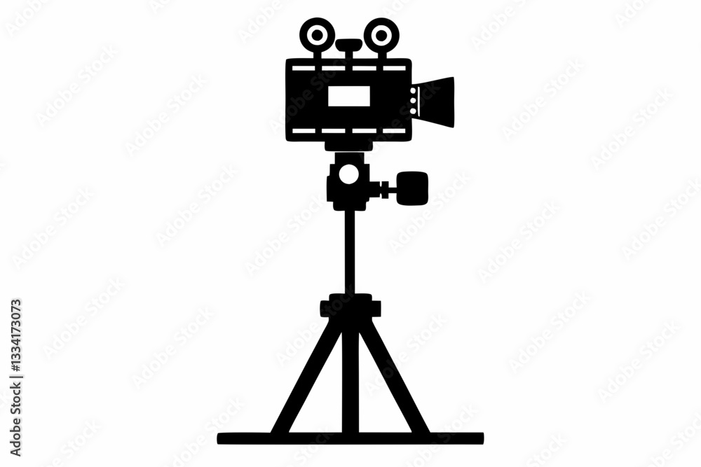 Obraz premium camera stand line art silhouette vector illustration