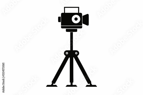 camera stand line art silhouette vector illustration