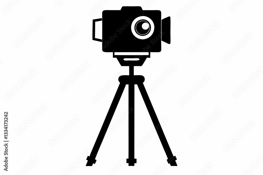camera stand line art silhouette vector illustration camera stand line art silhouette vector illustration