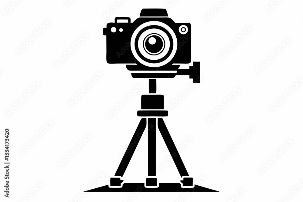 camera stand line art silhouette vector illustration camera stand line art silhouette vector illustration