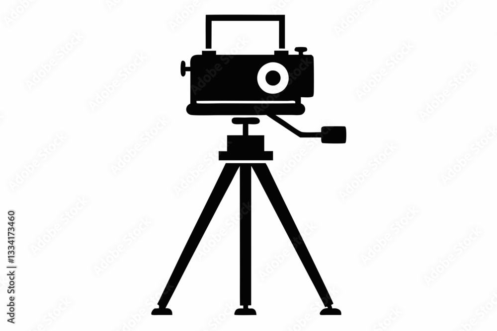 camera stand line art silhouette vector illustration camera stand line art silhouette vector illustration