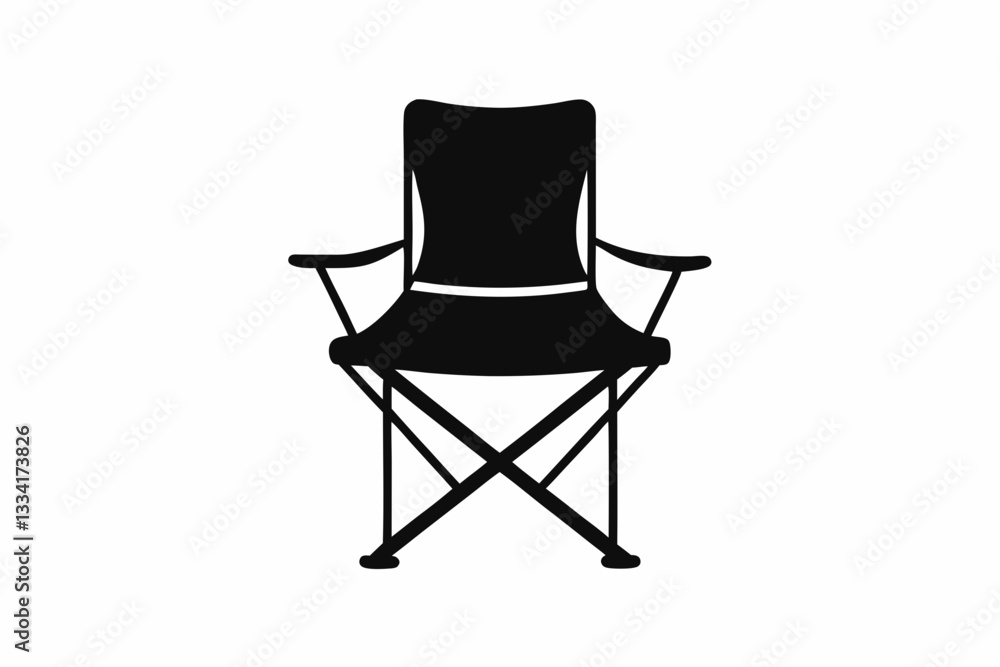 camping chair line art silhouette vector illustration camping chair line art silhouette vector illustration