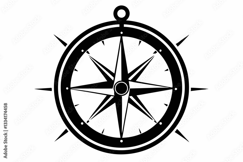 Fototapeta premium compass line art silhouette vector illustration