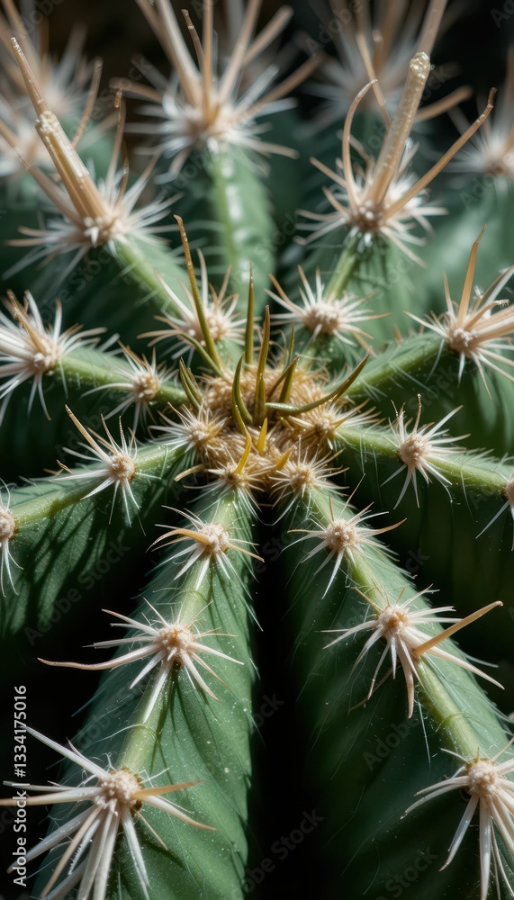Close-Up View of Cactus Spines and Texture in Natural Lighting Close-Up View of Cactus Spines and Texture in Natural Lighting