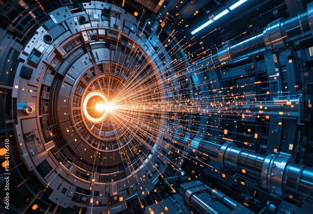 Fototapeta premium Abstract Technology Concept with Light Explosions and Circles