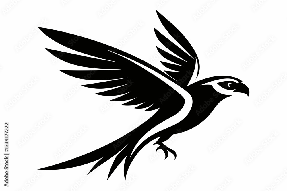 Obraz premium flying falcon bird logo icon line art silhouette vector illustration