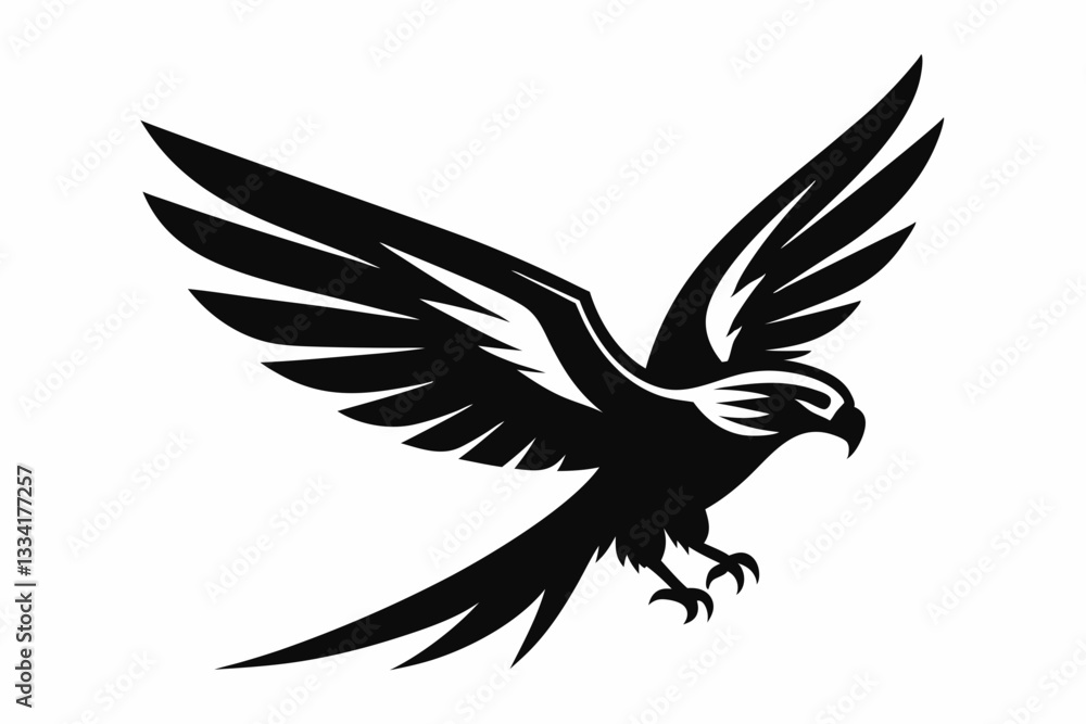 Fototapeta premium flying falcon bird logo icon line art silhouette vector illustration