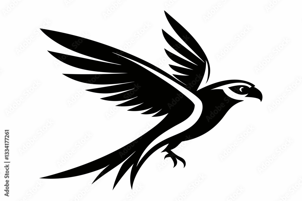 Fototapeta premium flying falcon bird logo icon line art silhouette vector illustration