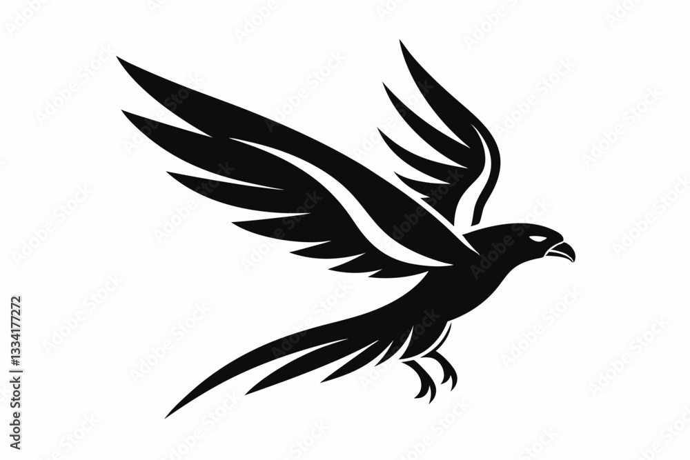 Obraz premium flying falcon bird logo icon line art silhouette vector illustration