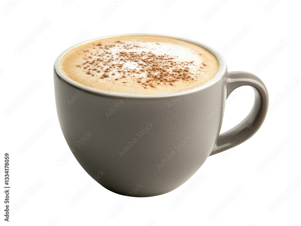 Isolated Cappuccino with Cinnamon Sprinkle in Grey Mug Isolated Cappuccino with Cinnamon Sprinkle in Grey Mug