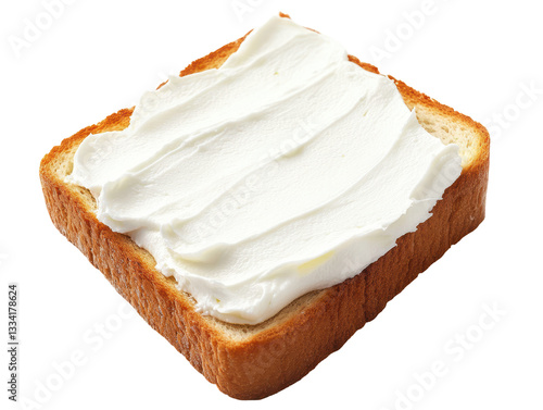 Isolated White Cream Cheese Layered on Toasted Bread