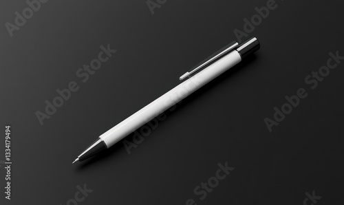 Wallpaper Mural White Ballpoint Pen Lying Diagonally on a Solid Black Background Torontodigital.ca