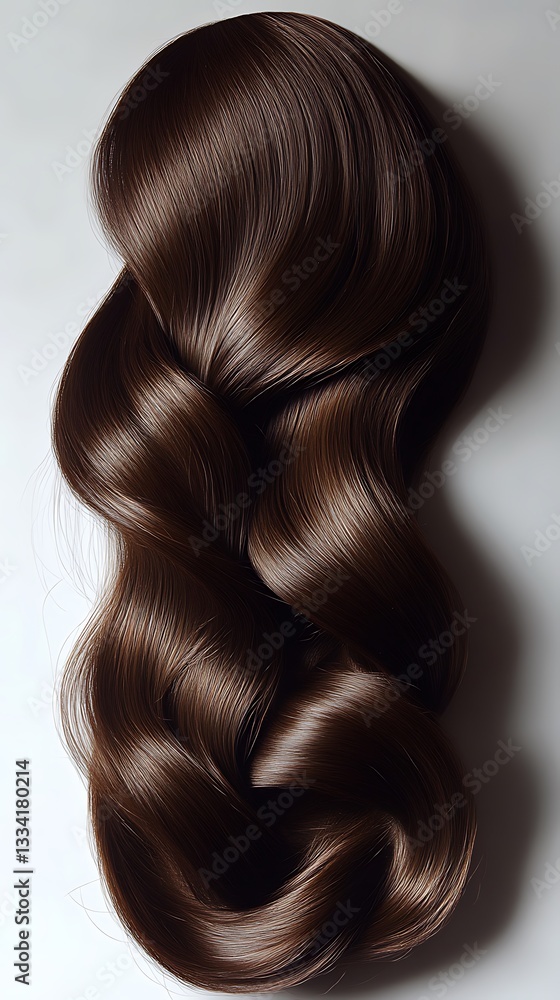 Fototapeta premium Beautiful glossy dark brown hair styled in elegant flowing waves