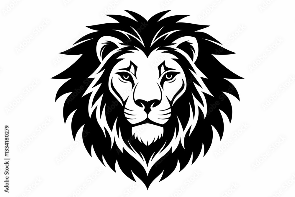 Fototapeta premium lion head icon line art silhouette vector illustration