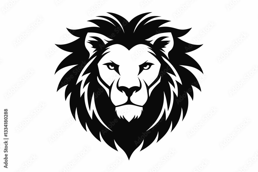 Fototapeta premium lion head icon line art silhouette vector illustration