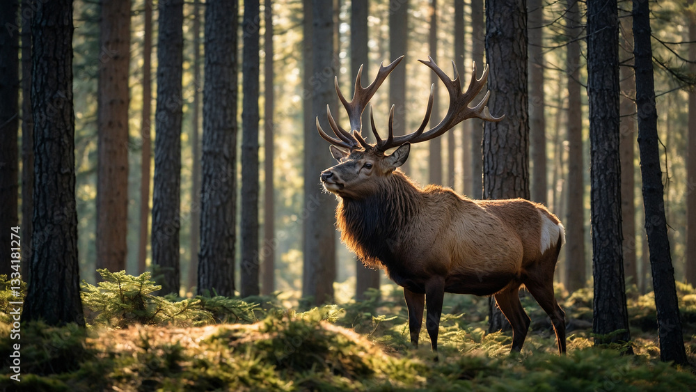 Fototapeta premium red deer in the woods