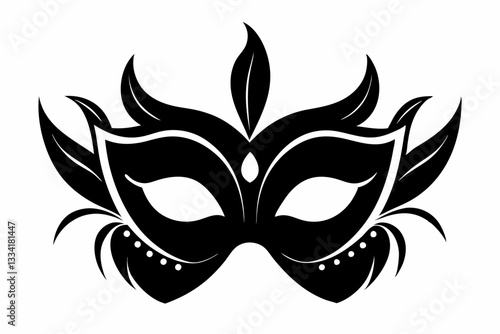 masquerade mask line art silhouette vector illustration