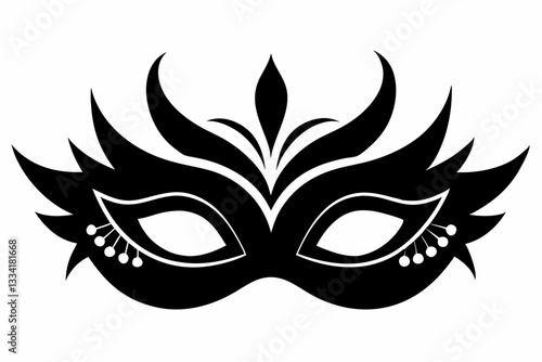 masquerade mask line art silhouette vector illustration