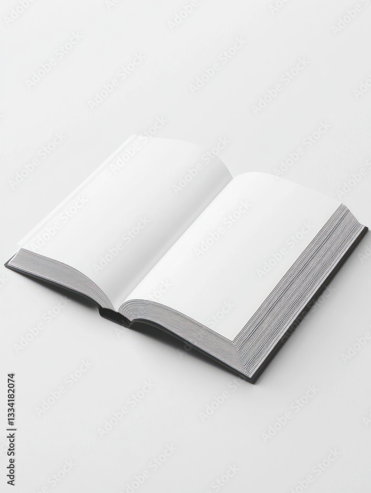 Open Book Showing Blank Pages on White Background Ideal for Design Open Book Showing Blank Pages on White Background Ideal for Design