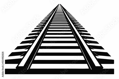 railway track line art silhouette vector illustration