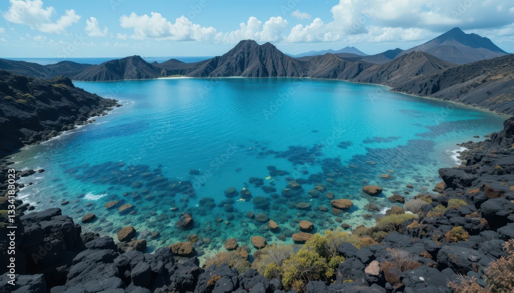 Fototapeta premium Breathtaking Scenic View of Turquoise Water and Rocky Mountains