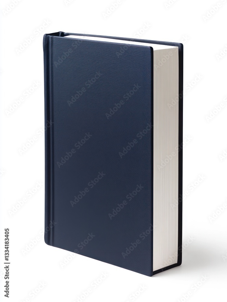 Standing Dark Blue Hardcover Book on White Background for Education Standing Dark Blue Hardcover Book on White Background for Education