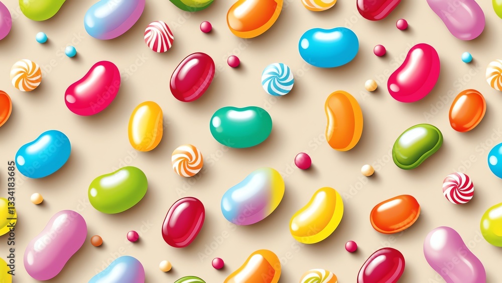 Colorful Jelly Beans and Swirl Candies Delightful Sweet Treat Background Colorful Jelly Beans and Swirl Candies Delightful Sweet Treat Background