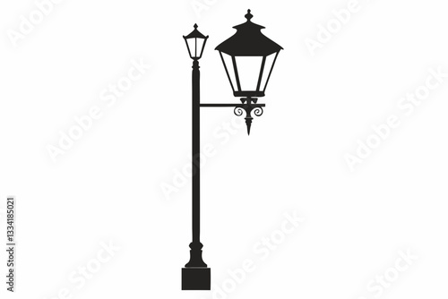 street light line art silhouette vector illustration