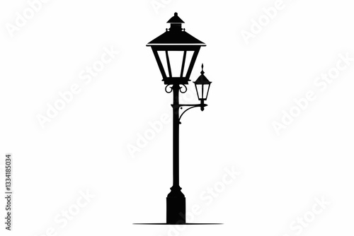 street light line art silhouette vector illustration