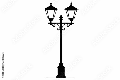 street light line art silhouette vector illustration
