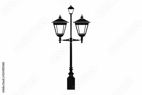 street light line art silhouette vector illustration