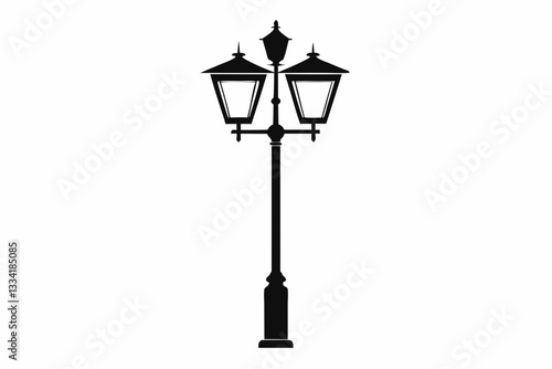 street light line art silhouette vector illustration