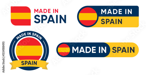 Set of made in Spain badge label vector design