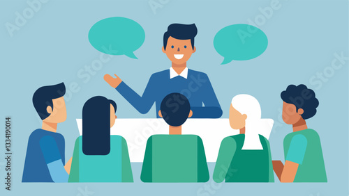 Feedback Session A consultant facilitating an employee feedback session showing diverse individuals sharing their experiences and ideas for improvement.