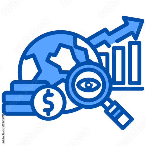 Futures Market icon in Blue Color Style. Simple Vector Design. Simple Vector Flat Icon